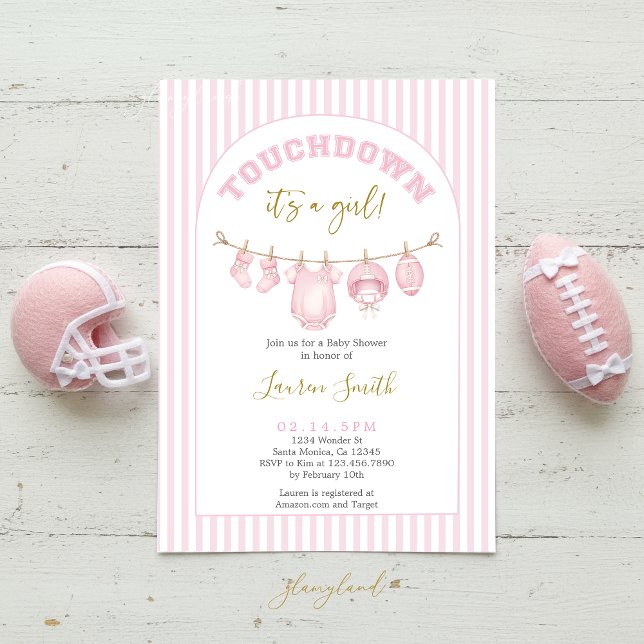 Football Baby Shower Girl Invitation (Creator Uploaded)