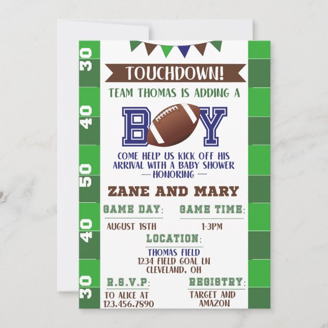 Football Baby Shower Invitation (Front)