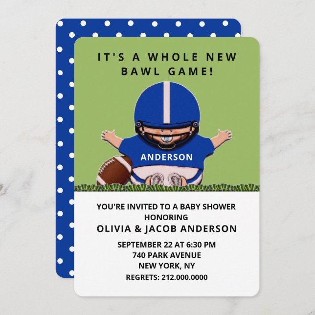 Football Baby Shower Invitation (Front/Back)