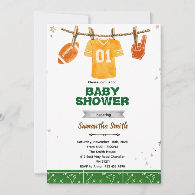 Football baby shower invitation (Front)