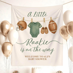 Football Baby Shower Party Backdrop Little Rookie  Tapestry