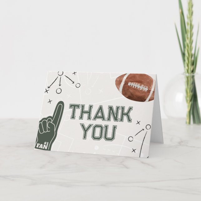 Football Baby Shower  Thank You Card (Front)