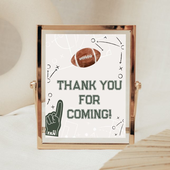 Football Baby Shower Thank You for Coming Poster (A Little All Star Baby Shower Thank You for Coming Sign)