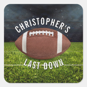 Football Bachelor Party Last Down Square Sticker