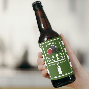 Football Bachelor Party Last Play Before Big Day Beer Bottle Label