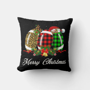 Football Ball Christmas Leopard Red Plaid Santa Ha Cushion