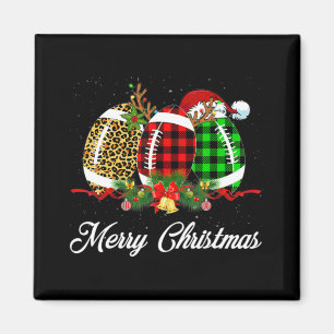 Football Ball Christmas Leopard Red Plaid Santa Ha Magnet