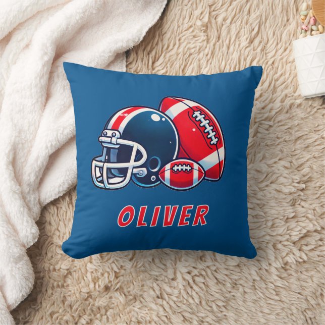 Football Ball Helmet Cartoon Birthday Boy Cushion (Blanket)