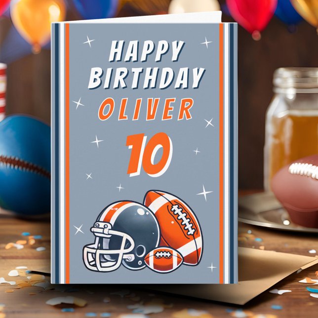 Football Ball Helmet Cartoon Happy Birthday Card (Creator Uploaded)