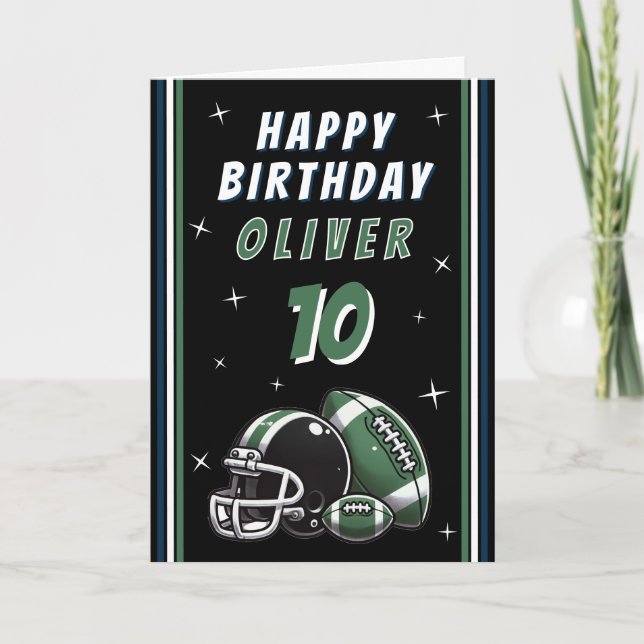 Football Ball Helmet Cartoon Happy Birthday Card (Front)