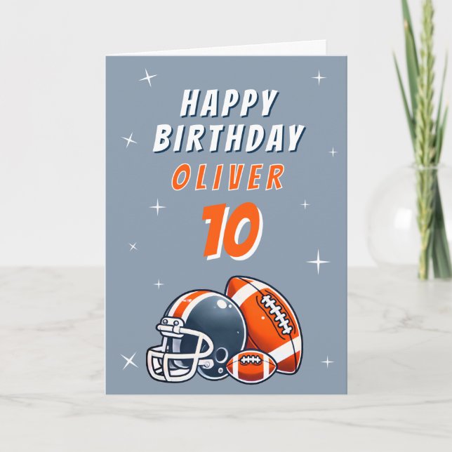 Football Ball Helmet Cartoon Happy Birthday Card (Front)