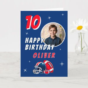 Football Ball Helmet Cartoon Photo Birthday Card