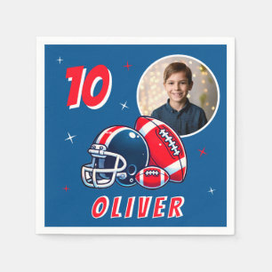 Football Ball Helmet Cartoon Photo Birthday Napkin