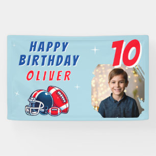Football Ball Helmet Cartoon Photo Birthday Party Banner