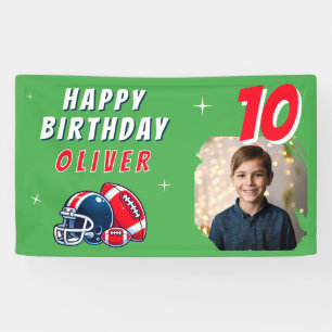 Football Ball Helmet Cartoon Photo Birthday Party  Banner
