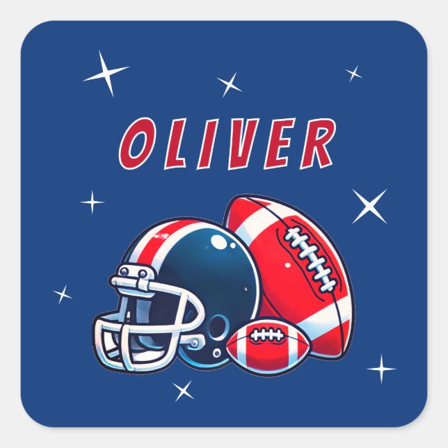 Football Ball Helmet Cartoon Sports Christmas Square Sticker (Front)