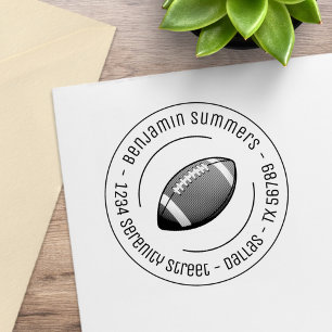Football Ball Round Address Rubber Stamp