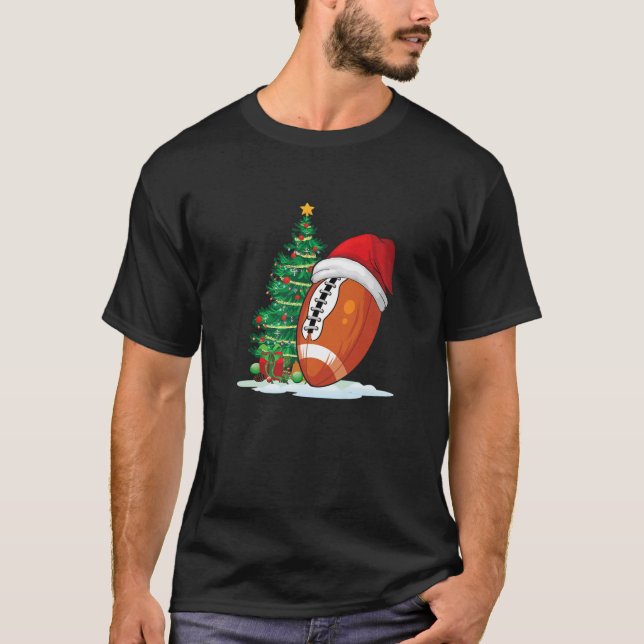Football Ball Santa Hat Christmas Costume For Men T-Shirt (Front)