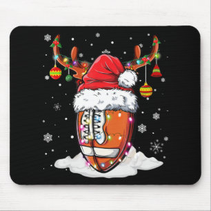 Football Ball Santa Hat Reindeer Christmas Lights Mouse Pad
