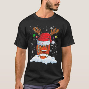 Football Ball Santa Hat Reindeer Merry Christmas L T-Shirt