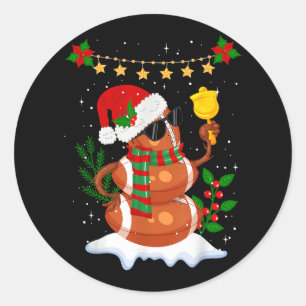 Football ball Snowman Santa Hat Merry Christmas Classic Round Sticker