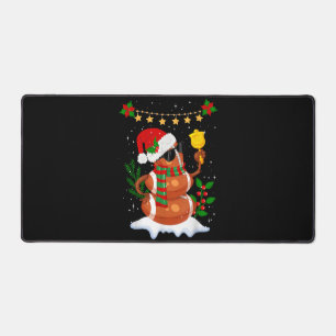 Football ball Snowman Santa Hat Merry Christmas Desk Mat