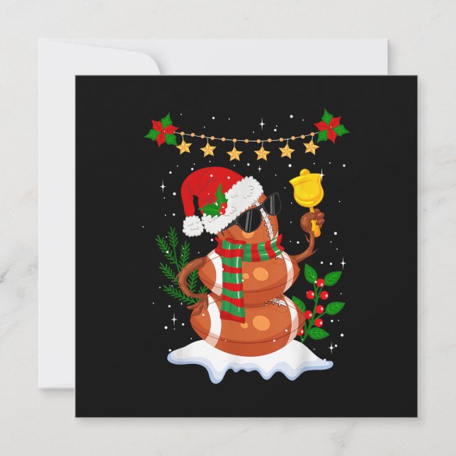 Football ball Snowman Santa Hat Merry Christmas Invitation (Front)
