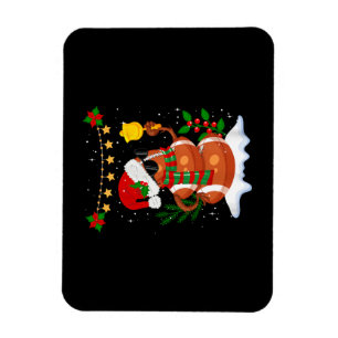 Football ball Snowman Santa Hat Merry Christmas Magnet