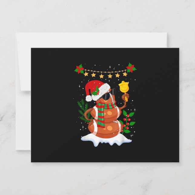 Football ball Snowman Santa Hat Merry Christmas RSVP Card (Front)