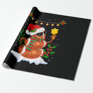 Football ball Snowman Santa Hat Merry Christmas Wrapping Paper