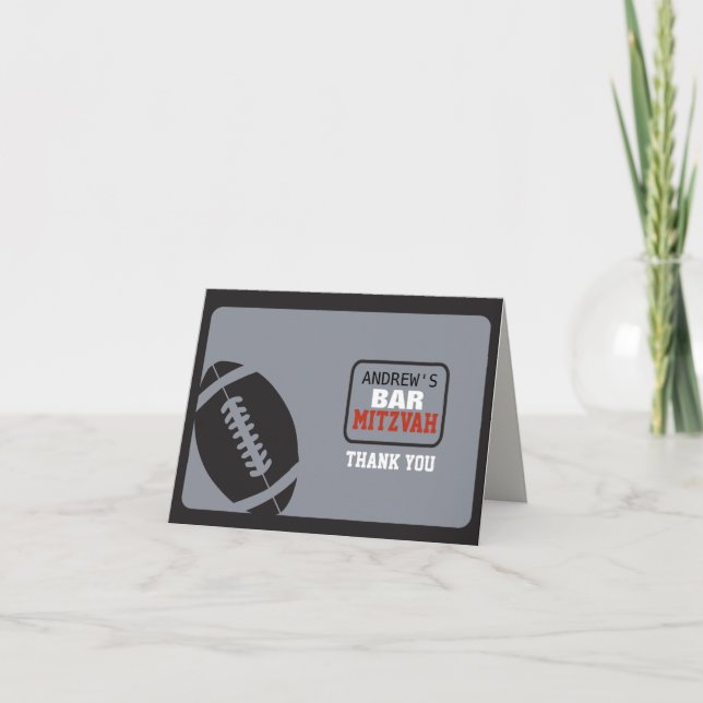 FOOTBALL Bar Mitzvah Invitation Thank You Card (Front)