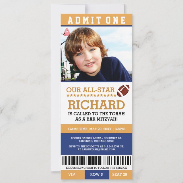 Football Bar Mitzvah Invites (Front)