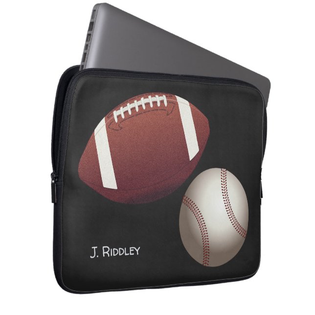 Football Baseball Name Monogram Laptop Case (Front Right)