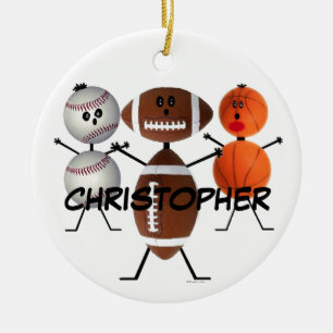 Football Basketball Baseball Cartoon Ceramic Tree Decoration