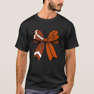 Football Basketball Coquette Bow Funny Football Ba T-Shirt