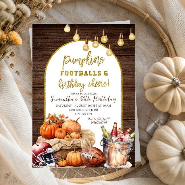 Football Beers Adult Male Birthday Party Invitation (Creator Uploaded)