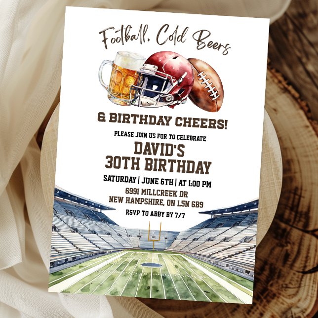 Football Beers Birthday Cheers Invitation (Creator Uploaded)