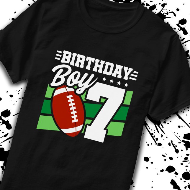 Football Birthday 7 Year Old Boy 7th Birthday T-Shirt (Creator Uploaded)