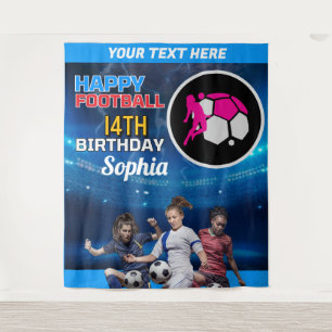 Football Birthday, Football Girl Player Backdrop Tapestry