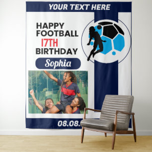 Football Birthday, Football Girl Player Backdrop Tapestry