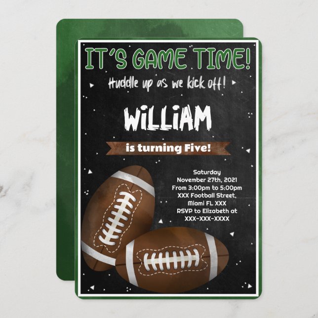 Football Birthday Invitation (Front/Back)