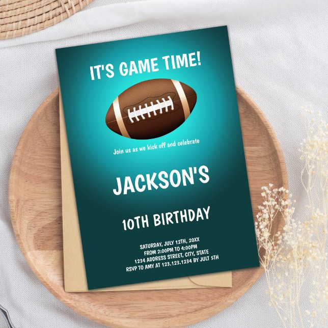 Football Birthday Invitation (Green Light Football Birthday Invitations)