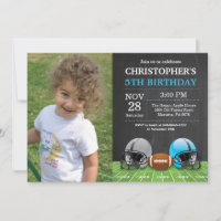 Football Birthday Invitation Birthday Party Blue