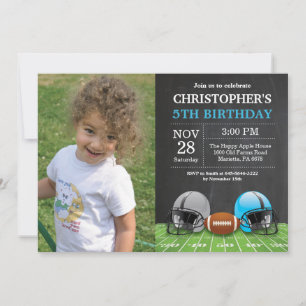 Football Birthday Invitation Birthday Party Blue