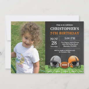 Football Birthday Invitation Birthday Party Orange