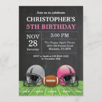 Football Birthday Invitation Birthday Party Pink