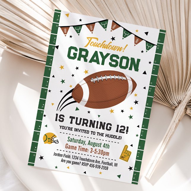 Football Birthday Invitation, Boy Sports Party  Invitation (Football Birthday Invitation)