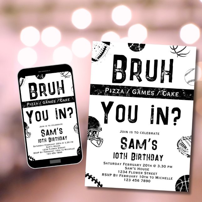 Football Birthday Invitation Boys Bruh Sports  (Creator Uploaded)