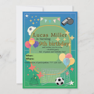 Football Birthday Invitation   Children's Party