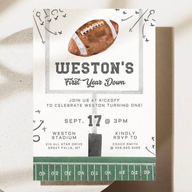 Football Birthday Invitation, First Year Down Game Invitation (Creator Uploaded)